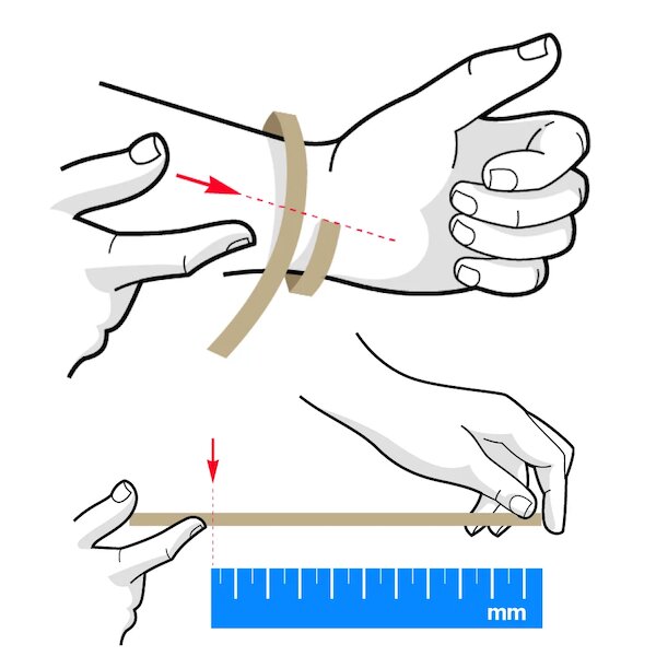 Đo cổ tay bằng tờ giấy và thước kẻ thẳng